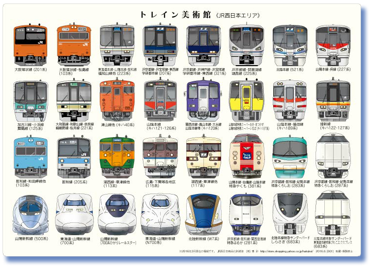 B5サイズ下敷き トレイン美術館 【西日本エリア】 電車イラストの商品画像