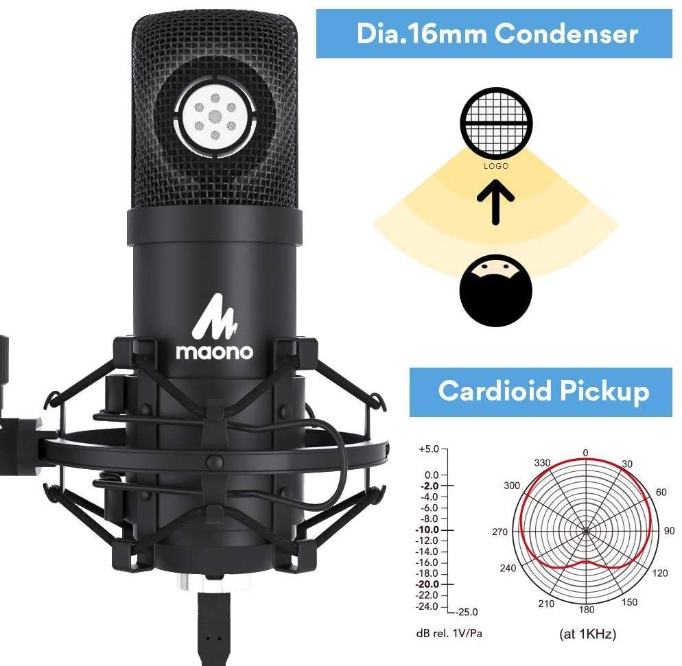 MAONO AU-A04PLUS USB Microphone with AU-MH601 Studio Monitor Headphone