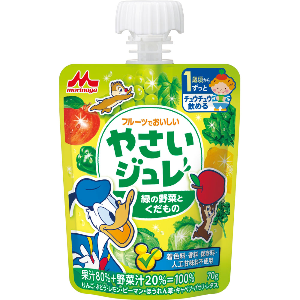 森永乳業 森永乳業 フルーツでおいしい やさいジュレ 緑の野菜とくだもの パウチ 70g×3個 ベビー飲料の商品画像