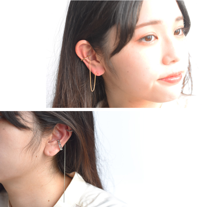 揺れるイヤカフ