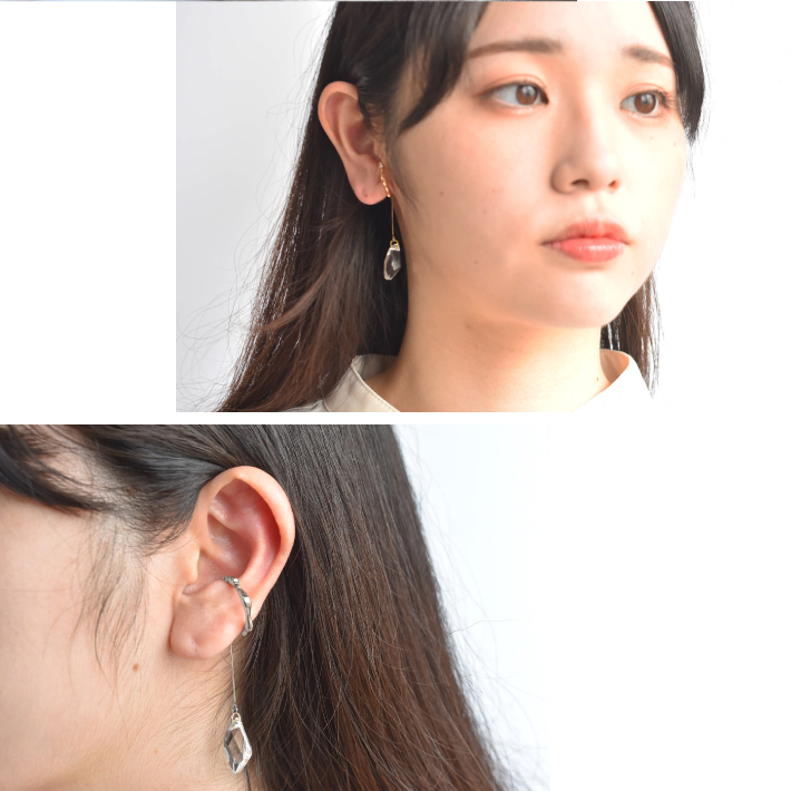 揺れるイヤカフ