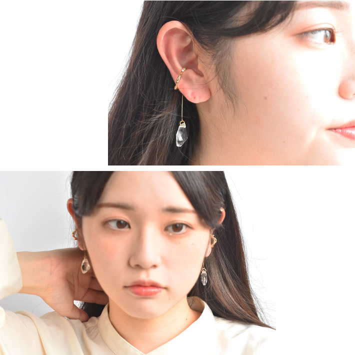 揺れるイヤカフ