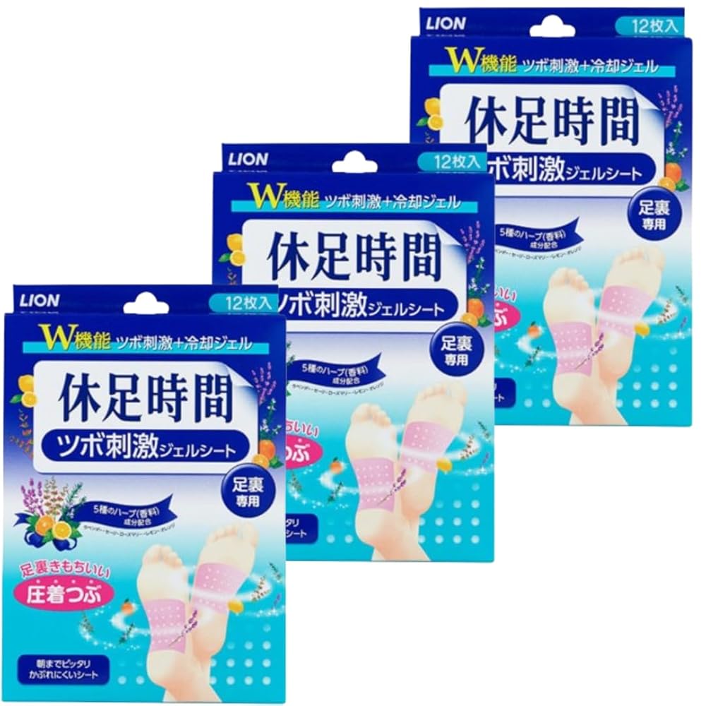 LION 休足時間 ツボ刺激ジェルシート 12枚入×1 休足時間 フット