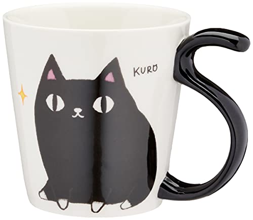 セラミック藍 にゃん屋 猫3兄弟 しっぽマグカップ 300ml （kuro