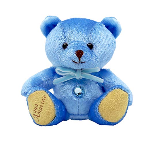 [ptiruu].. Swarovski shines teddy bear mascot, gem Bear (3 month aquamarine )
