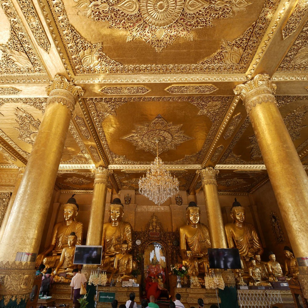  Мьянма энергия спот shuedagon*pagoda. [shui автограф ] золотой ./ Мьянма. амулет 