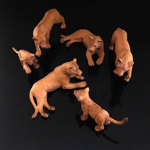 ミニチュア 動物 ライオン 群れ 家族 6匹セット オスなし AO-011 置物