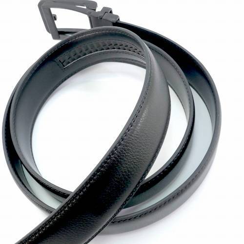 ベルト メンズ ビジネス ロング 黒バックル レザー 黒 クリックベルト