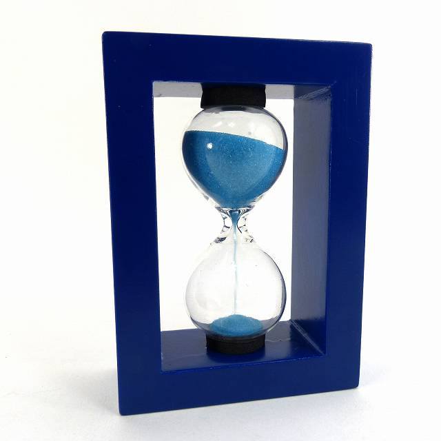 砂時計 約3分 青 砂青 角型 木製枠 おしゃれ アンティーク風 サンド