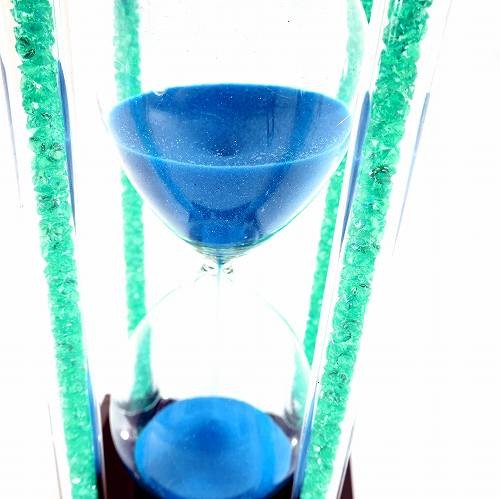 砂時計 30分前後 青 おしゃれなクリスタル砂時計 神殿風 インテリア