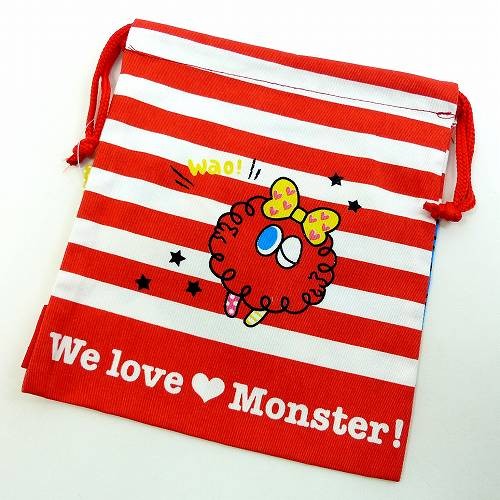 巾着袋 MOJA! ポーチ 小物入れ おしゃれ 赤 レッド ストライプ マルチ