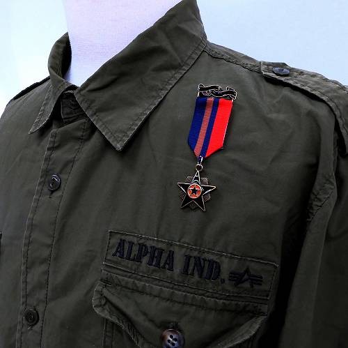 バッジ ミリタリー 勲章 赤 紺 茶色 スター ch14 勲章バッジ ワッペン