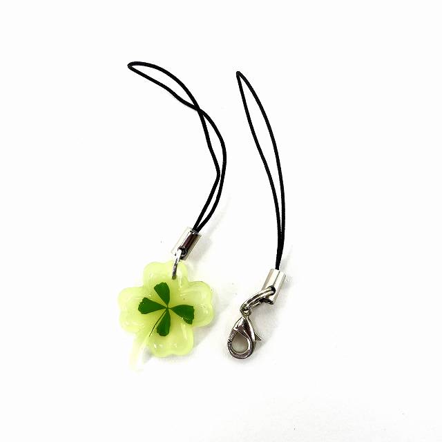 四葉 クローバー ストラップ 本物の四つ葉入り ストラップ1本おまけ