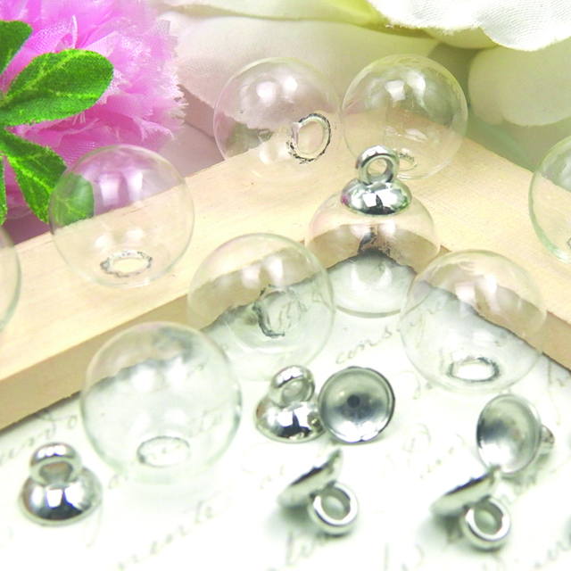  silver cover attaching glass dome 10 piece set dome 10 piece cap 10 piece 12mm 14mm 16mm silver resin flower vase accessory parts circle lamp body charm transparent clear 