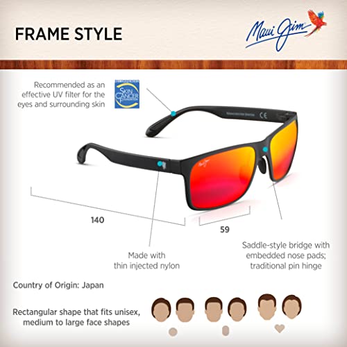 Maui Jim red Sand Asian Fit rectangle sunglasses US size : M color : red polarized light Len [ parallel imported goods ]