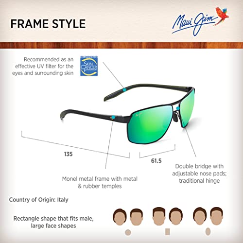 Maui Jim The Bird patent (special permission) acquisition ending Polarizedplus2 lens rectangle sunglasses, black &amp; khaki Temple / Gree [ parallel imported goods ]