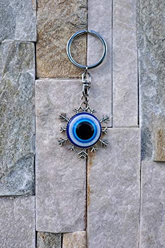 LUCKBOOSTIUM - silver. equipment ornament snow flakes . blue. . bad .... eyes key chain charm,s[ parallel imported goods ]