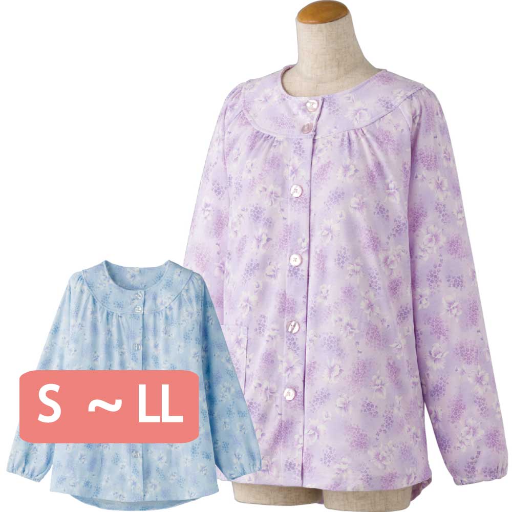  nursing long sleeve touch fasteners pyjamas outer garment only flower pattern cotton . wash change for S M L LL nursing for clothing seniours woman lady's for woman spring summer autumn winter 39918