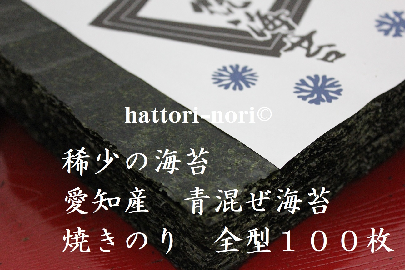 はっとり海苔 稀少の海苔 焼のり 愛知産 青混ぜ海苔 全型100枚×1個の商品画像