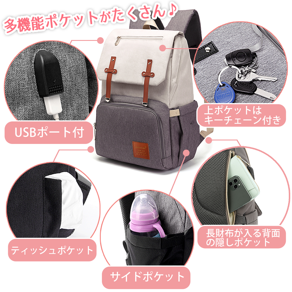  "мамина сумка" рюкзак mother z рюкзак женский большая вместимость коляска сумка USB порт есть ( мама. плата . уменьшение )Honey&amp;blue