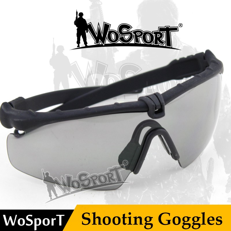 WoSporT shooting goggle GREY frame /CLEAR lens 