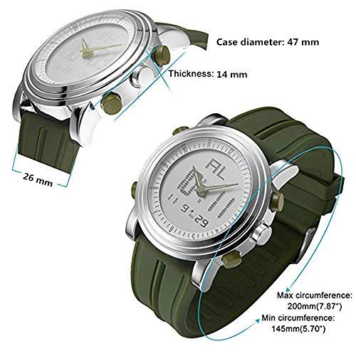 Sinobi スポ ツミリタリ ラバ デジタル クォ ツ メンズウォッチ アラ ム付き 発光デュアルタイム自動日付腕時計 グリ ン Murztyviy6 Pausit Nl