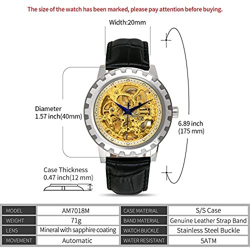 即購入可★ BERNY スケルトン腕時計 メンズ 自動腕時計 機械式 防水 自動巻き シルバーステンレススチールケース ブラックレザーバンド 【2321249606】(11790円)