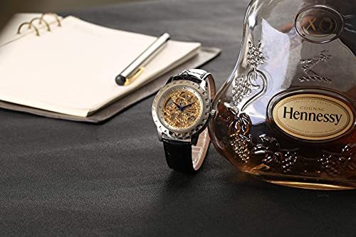 即購入可★ BERNY スケルトン腕時計 メンズ 自動腕時計 機械式 防水 自動巻き シルバーステンレススチールケース ブラックレザーバンド 【2321249606】(11790円)