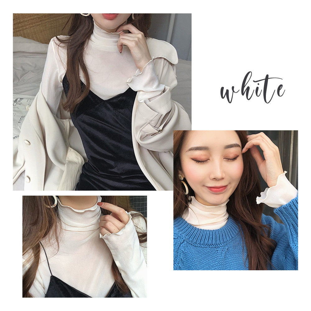  piling put on cut and sewn lady's see-through sia- Layered inner high‐necked long sleeve cloth T-shirt cut and sewn adult pretty inner stylish lc20dg791250