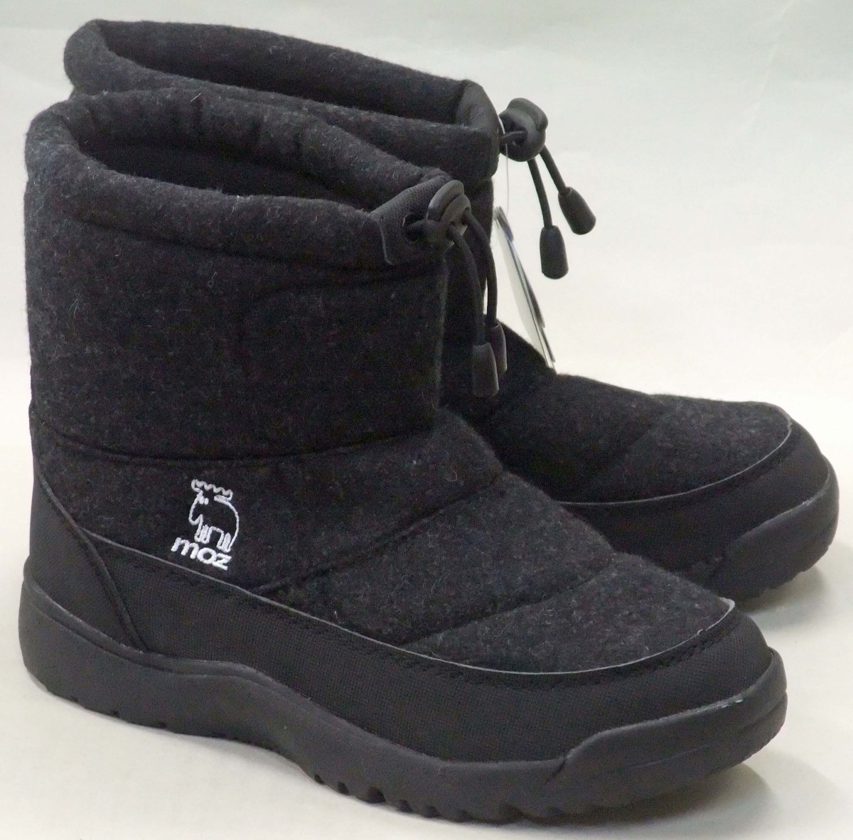 MOZmozMZ-458 waterproof protection against cold winter short boots black / gray lady's . slide snow casual boots felt style snow country specification elk Sweden 