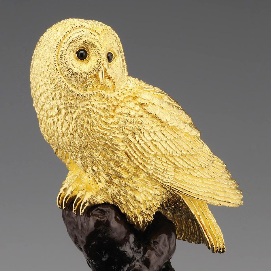  original made of gold ornament owl L size 