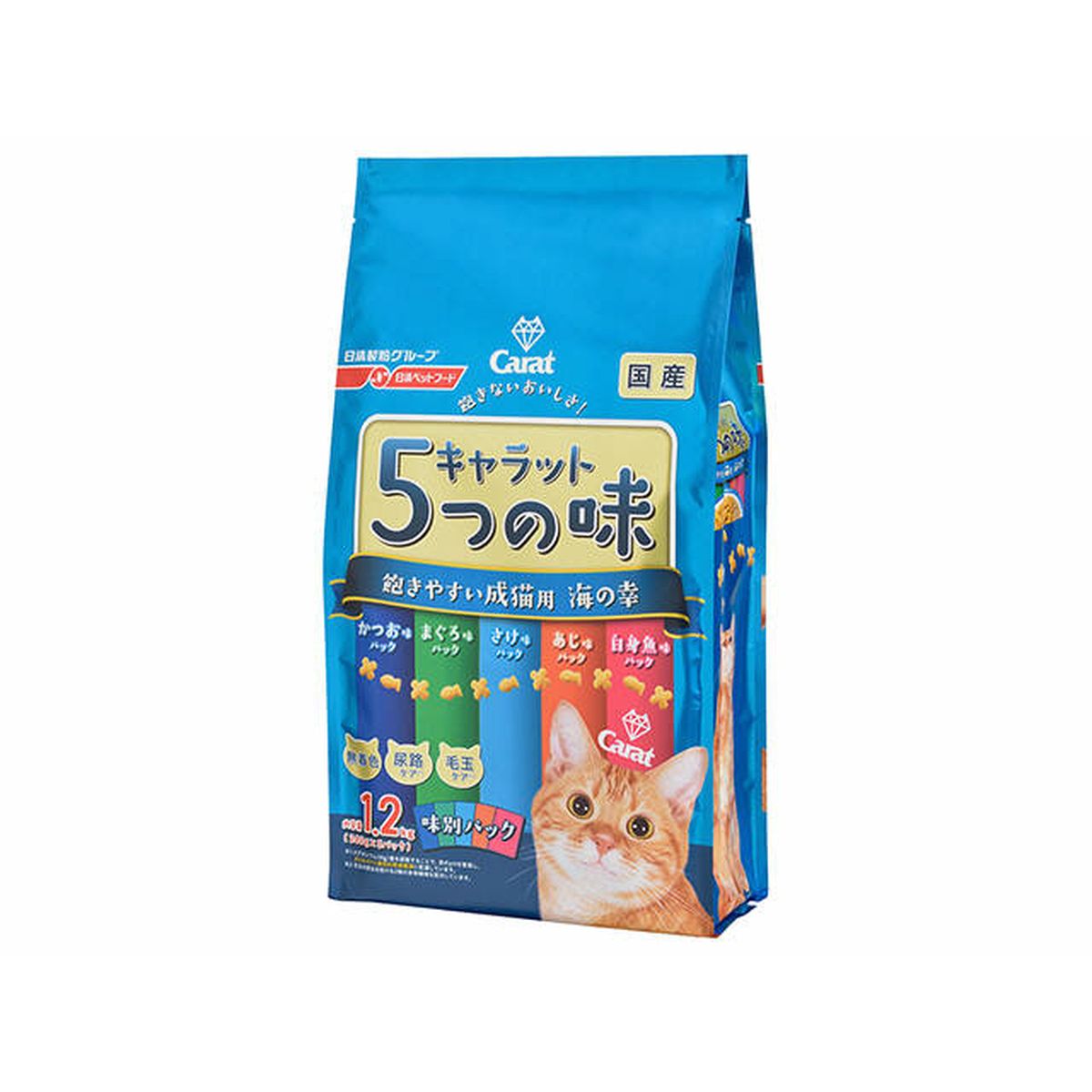 ペットライン キャラット 5つの味 飽きやすい成猫用 海の幸 1.2kg（240g×5）×6個 キャラット 猫用ドライフードの商品画像