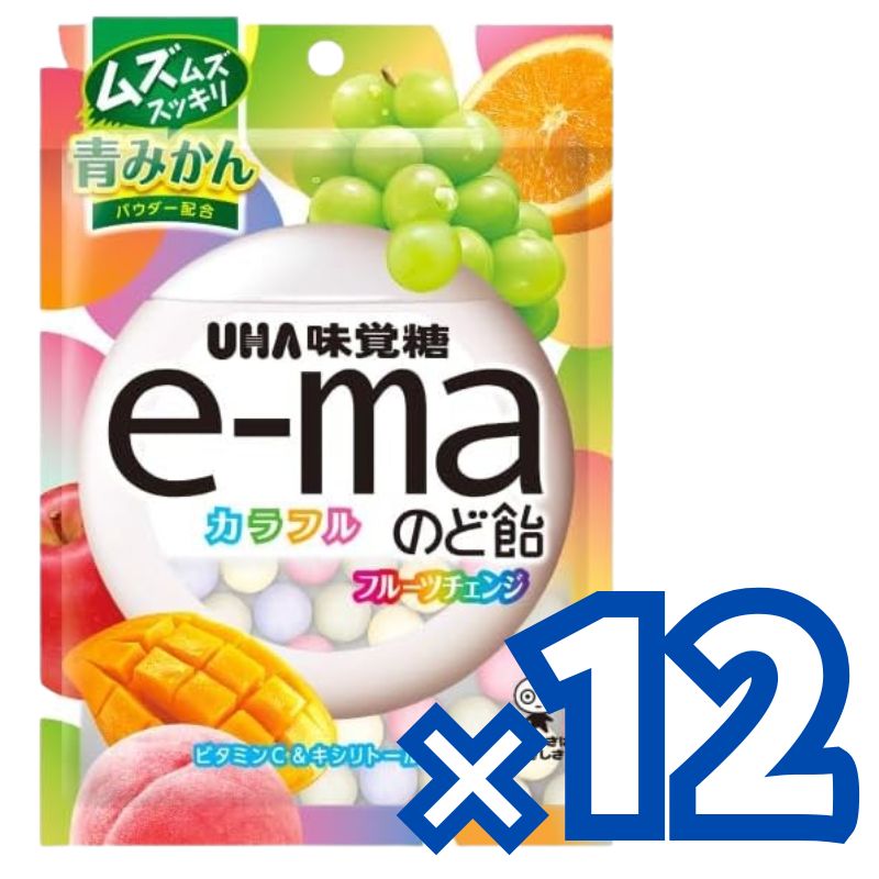 UHA味覚糖 UHA味覚糖 e-maのど飴 カラフルフルーツチェンジ 袋 50g×12袋 e-maのど飴 飴、ソフトキャンディの商品画像