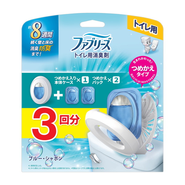 P&G P＆G ファブリーズ トイレ用 消臭剤 置き型 ブルー・シャボン 6.3ml 本体＋レフィル2個入×3セット ファブリーズ トイレ用（芳香剤、消臭剤）の商品画像