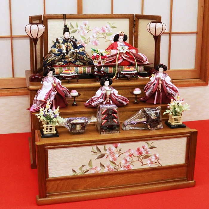  doll hinaningyo three step decoration storage decoration [ super . flower .] stylish 5 person . person high class hinaningyou .. sama .....