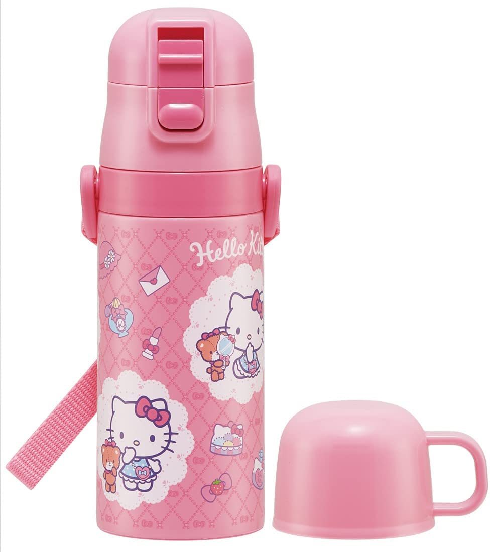 スケーター 2WAYステンレスボトル ストロー コップ 付き 0.35L キティ おしゃれガール SKCP3 子ども用水筒の商品画像