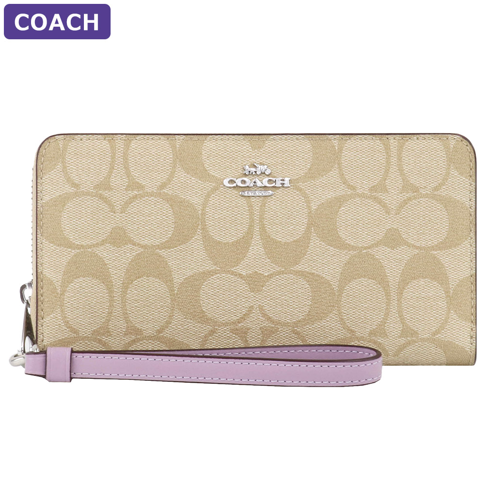 COACH COACH ロングジップアラウンドウォレット シグネチャー キャンバス C4452 SVUDV（ライトカーキ/ソフトライラック） レディース長財布の商品画像