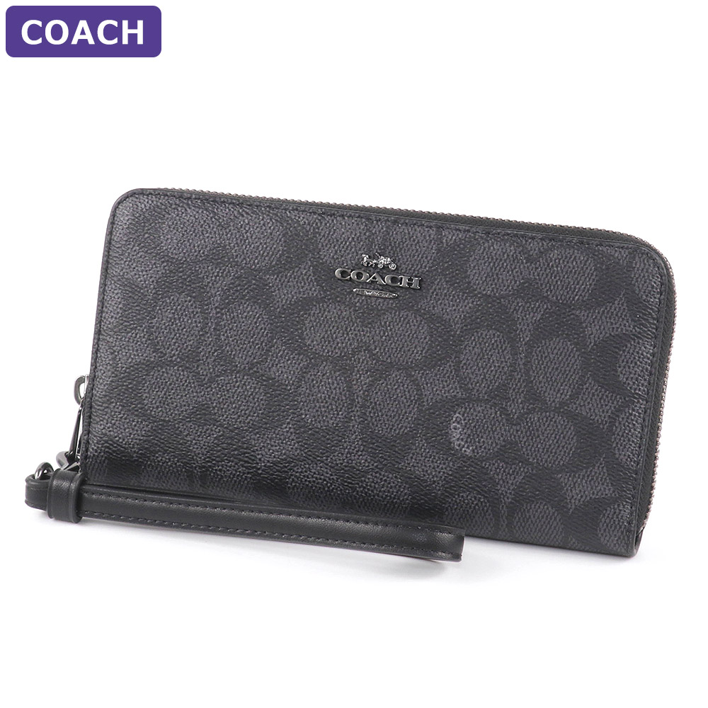 COACH ロング ジップ アラウンド ウォレット・シグネチャー キャンバス CW778 QBMI5（チャコール/ブラック）の商品画像