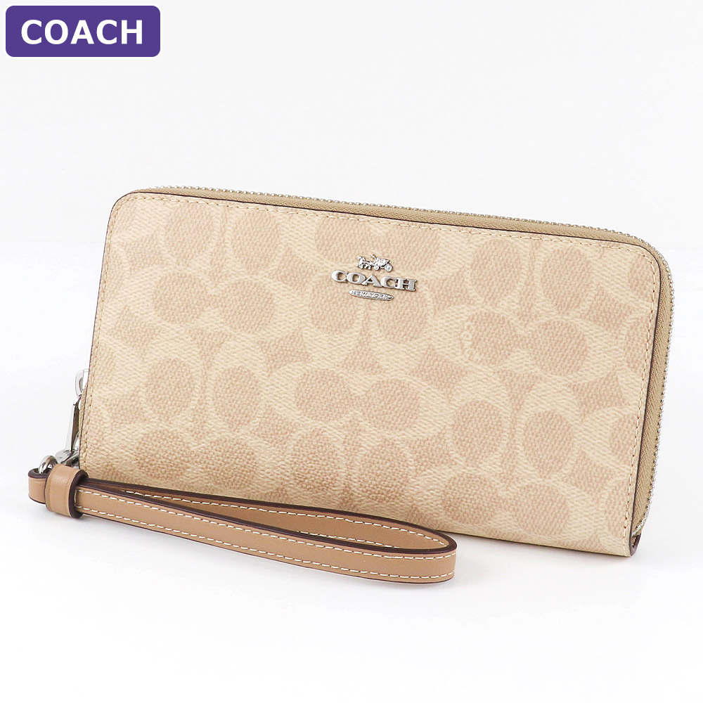 COACH ロング ジップ アラウンド ウォレット・シグネチャー キャンバス CW778 SVPWH（シルバー/サンド/トープ）の商品画像