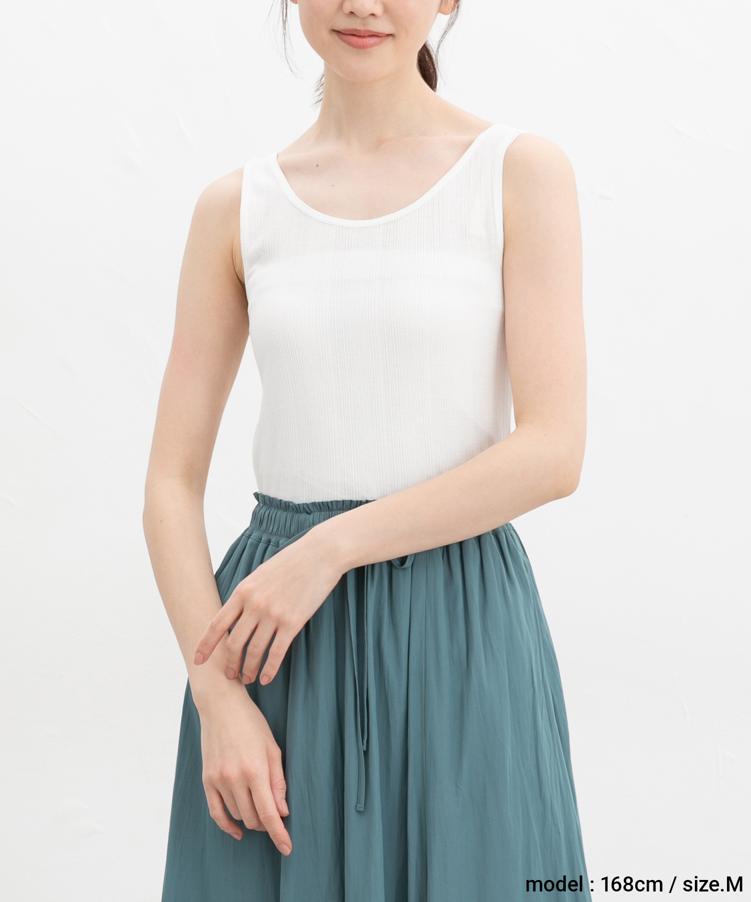  tops майка UV cut одноцветный вырез лодочкой Random ребра искусственный шелк . внутренний простой женский Honeys мед z Random ребра майка 