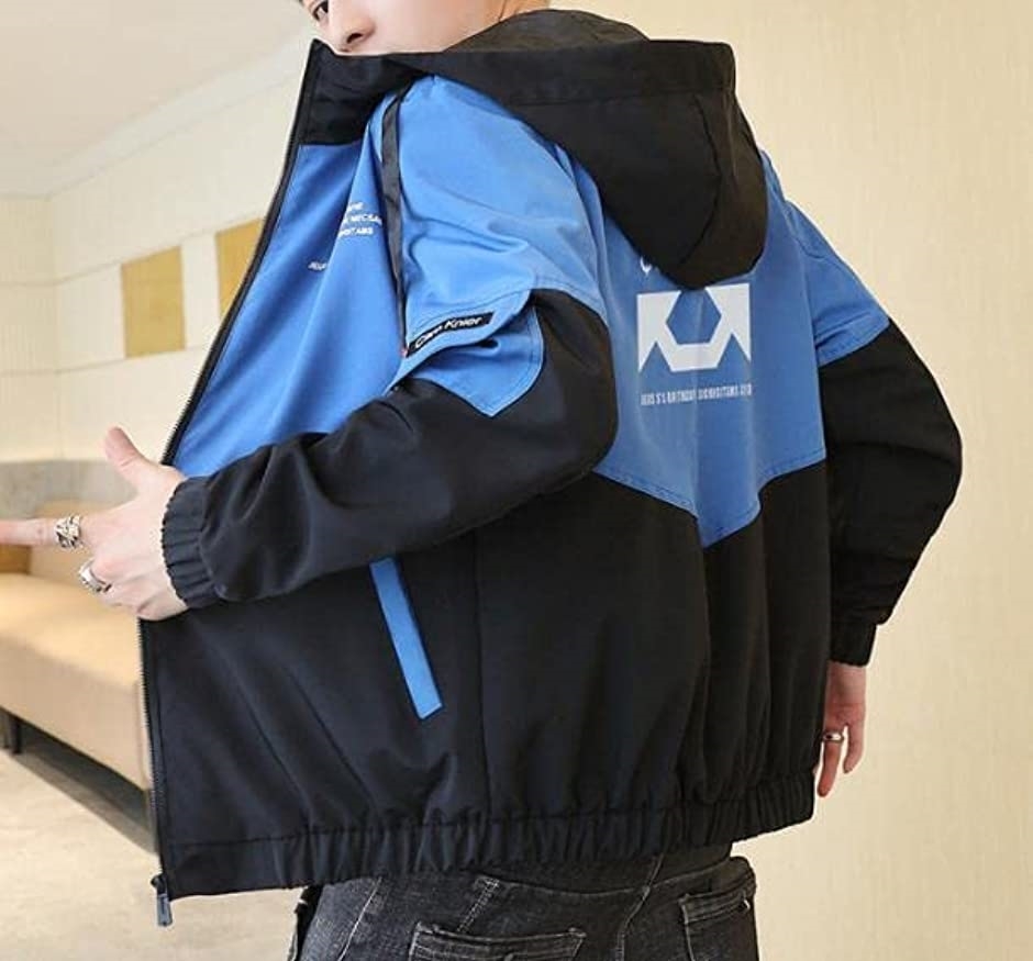 メンズファッション 02年春 エンプティオ フード付き アウトドア ジップアップ ジャケット メンズ ブルー ブルーブラック L Yqrxxu5rci Www Robertgillow Co Uk