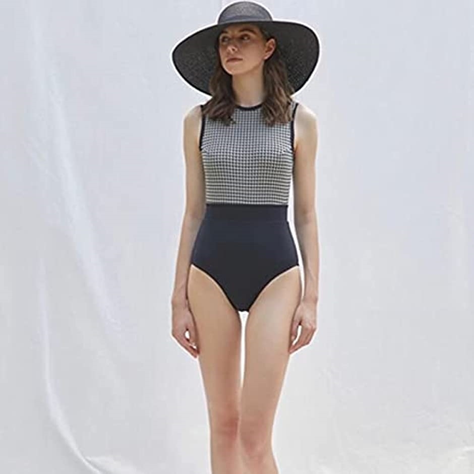 アイラカリラ ノースリーブ ワンピース 水着 千鳥格子 チェック レトロ リボン ハイウエスト モノクロ ワイヤー ブラック Xl 当店だけの限定モデル