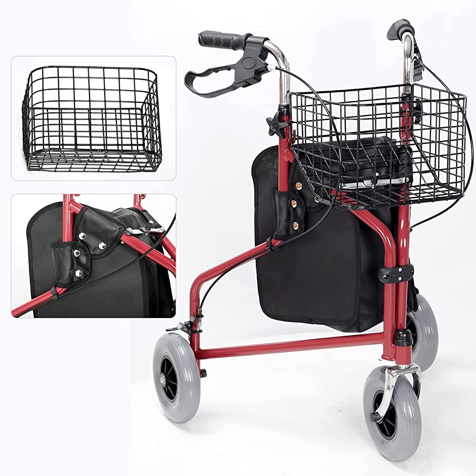  коляска для пожилых ходунки 4 колесо ходьба высота машины . настройка возможно складной возможно салон уличный двоякое применение CA/891L MDM( красный )