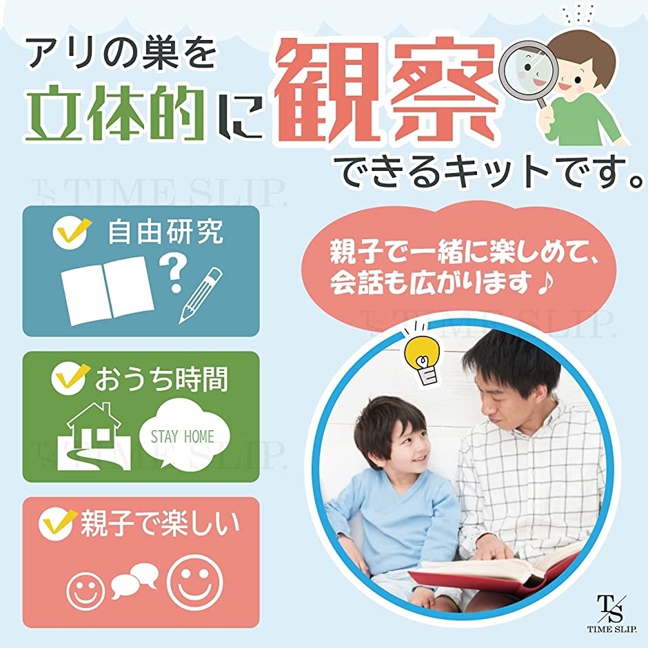 タイムスリップ アリの巣観察キット 蟻 あり 夏休み 自由研究 工作 飼育 現金特価 知育 日本語説明書付 子供 学べる 生物 生き物 ブルー