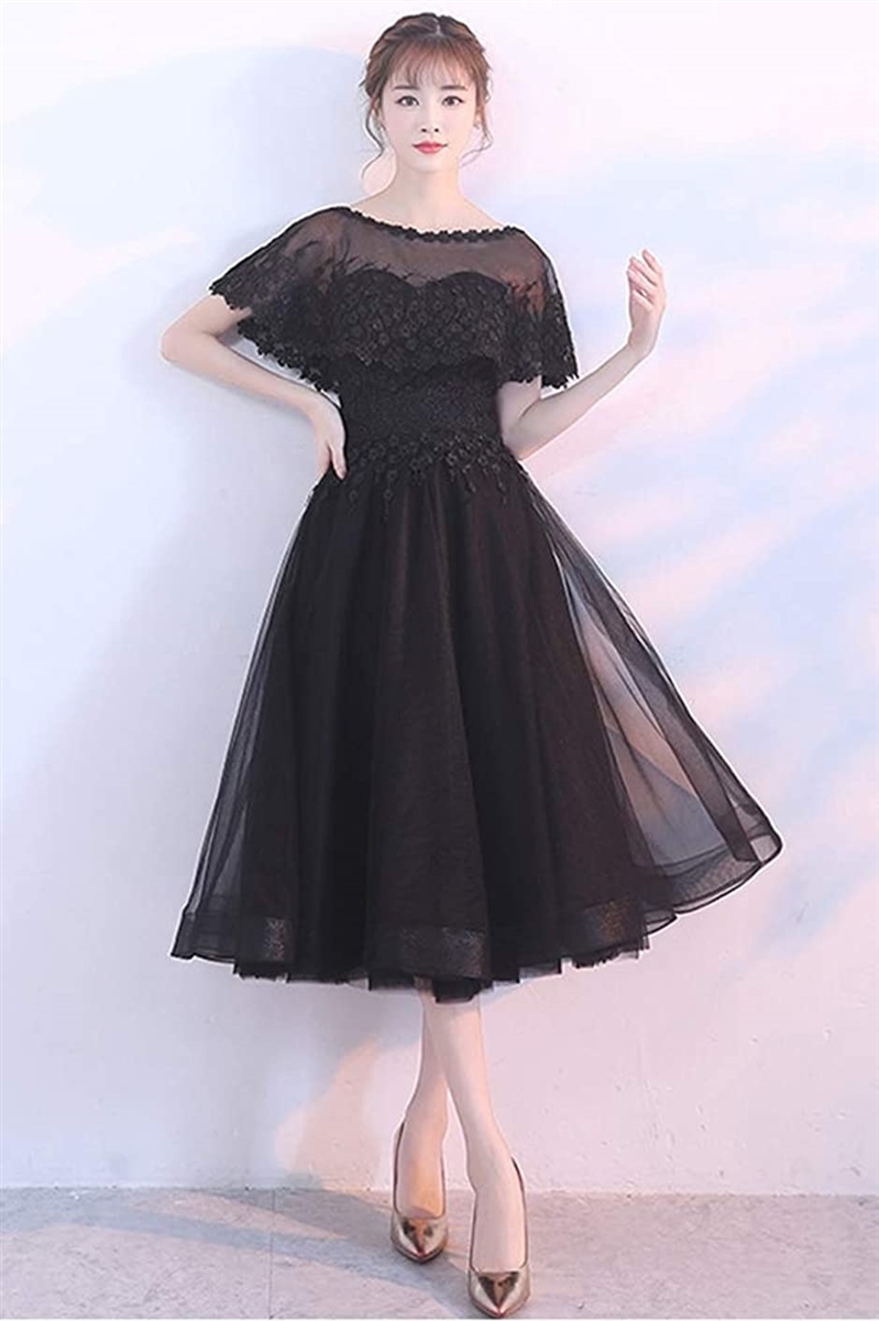 パーティードレス ミモレ丈 結婚式 ワンピース ロング フォーマルドレス S678 ブラック ブラック L ホリック Paypayモール店 通販 Paypayモール