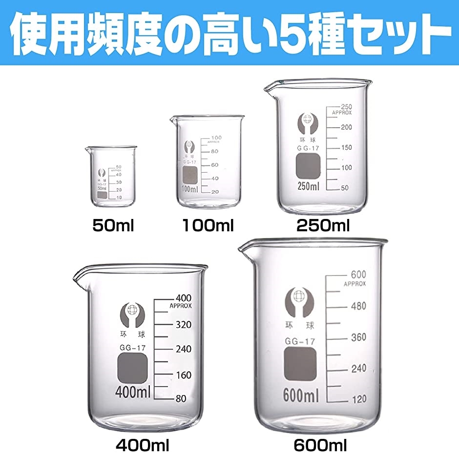 ビーカー 実験用品 実験器具 耐熱ガラス 計量器 5種セット Mdm ホリック Paypayモール店 通販 Paypayモール
