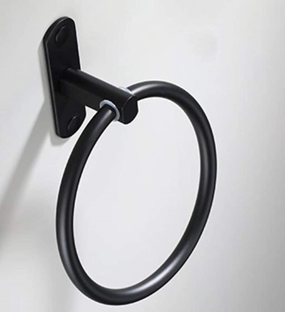 タオル掛け タオル掛けリング タオルかけ キッチン トイレ 保障 ホルダー 壁 洗面所 ブラック 黒