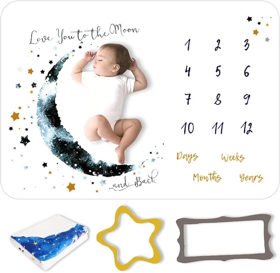 .. art month . photo mat baby photographing sheet thin blanket baby growth record present navy gray MDM( gray )