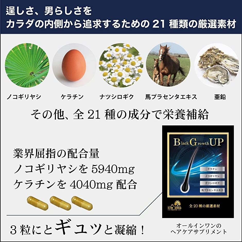 感謝価格 ノコギリヤシとケラチンを業界最大級に配合 Black Growth Up のこぎりやしサプリ 90粒 厳選21種の成分配合 1か月分 Mdm