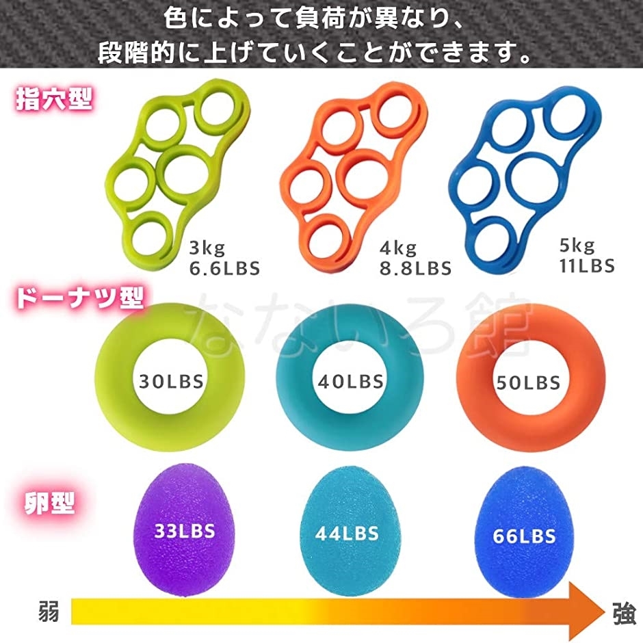 上品 指 リハビリ 握力 トレーニング 9個セット ハンドグリップ 卵型 エクササイズボール マルチカラー 年末年始大決算